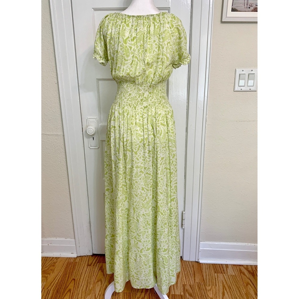 Anthropologie Kindred Tiered Maxi Dress Paisley Smocked Waist Large Cottagecore - Picture 14 of 16